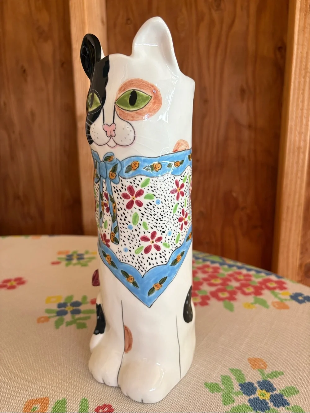 Vintage Susan Paley Catrina Cat Vase by Ganz Whimsical Folk Art 10